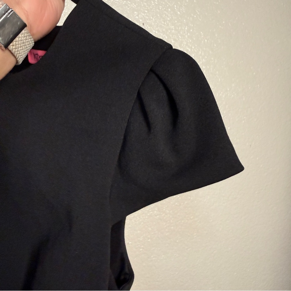 Betsey Johnson Classic Black Midi Puff Sleeve Dress Sz 6 - Picture 5 of 11